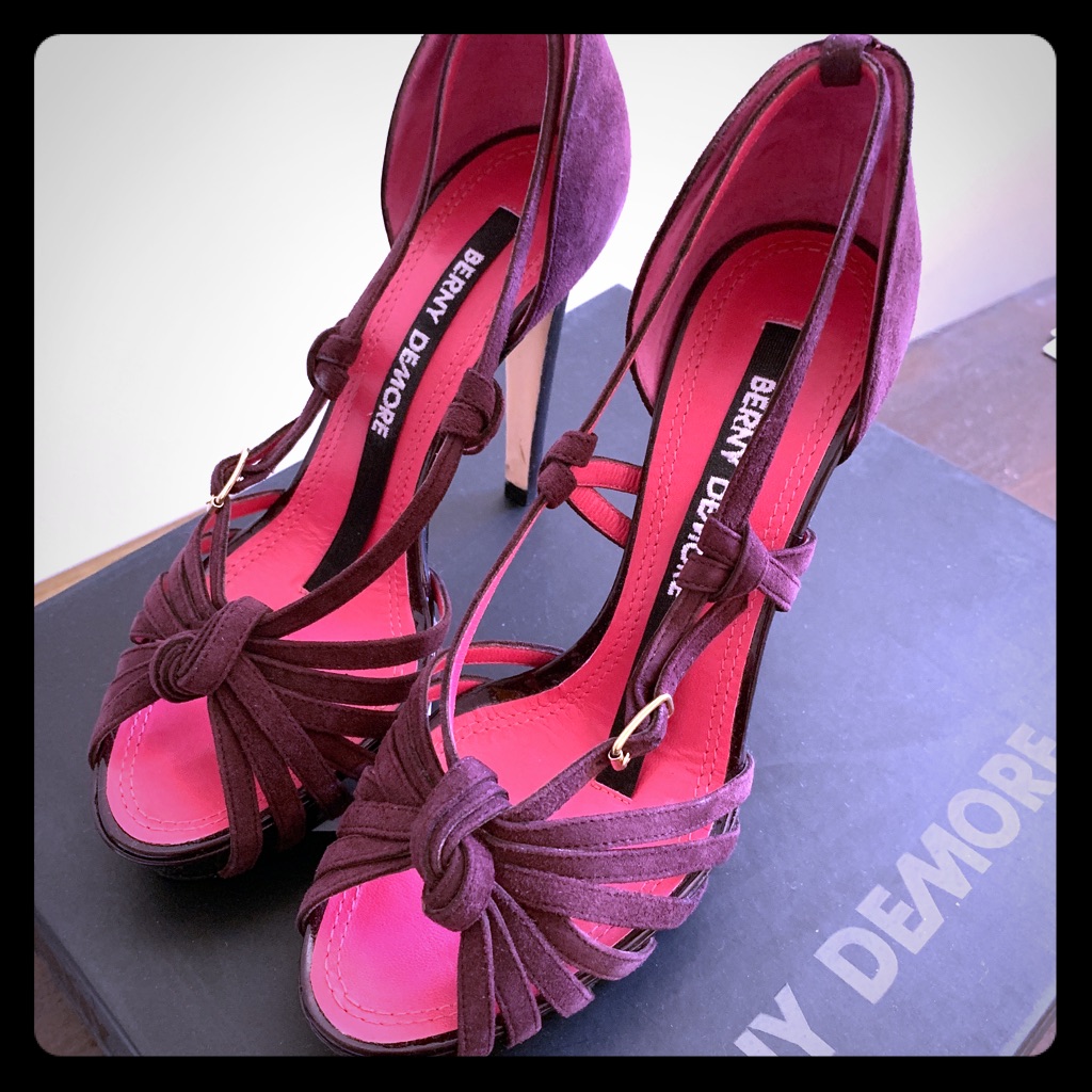 Berny Denmore Eggplant Suede Platform Heels